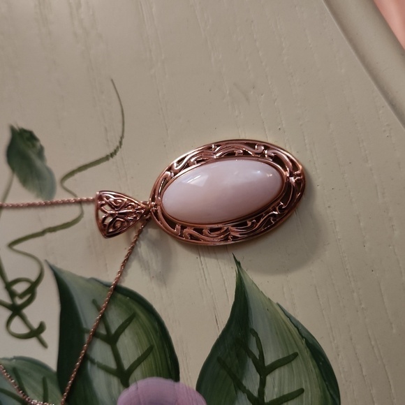 JTV Jewelry - JTV Pink Opal 18K Rose Gold Over Silver Pendant
